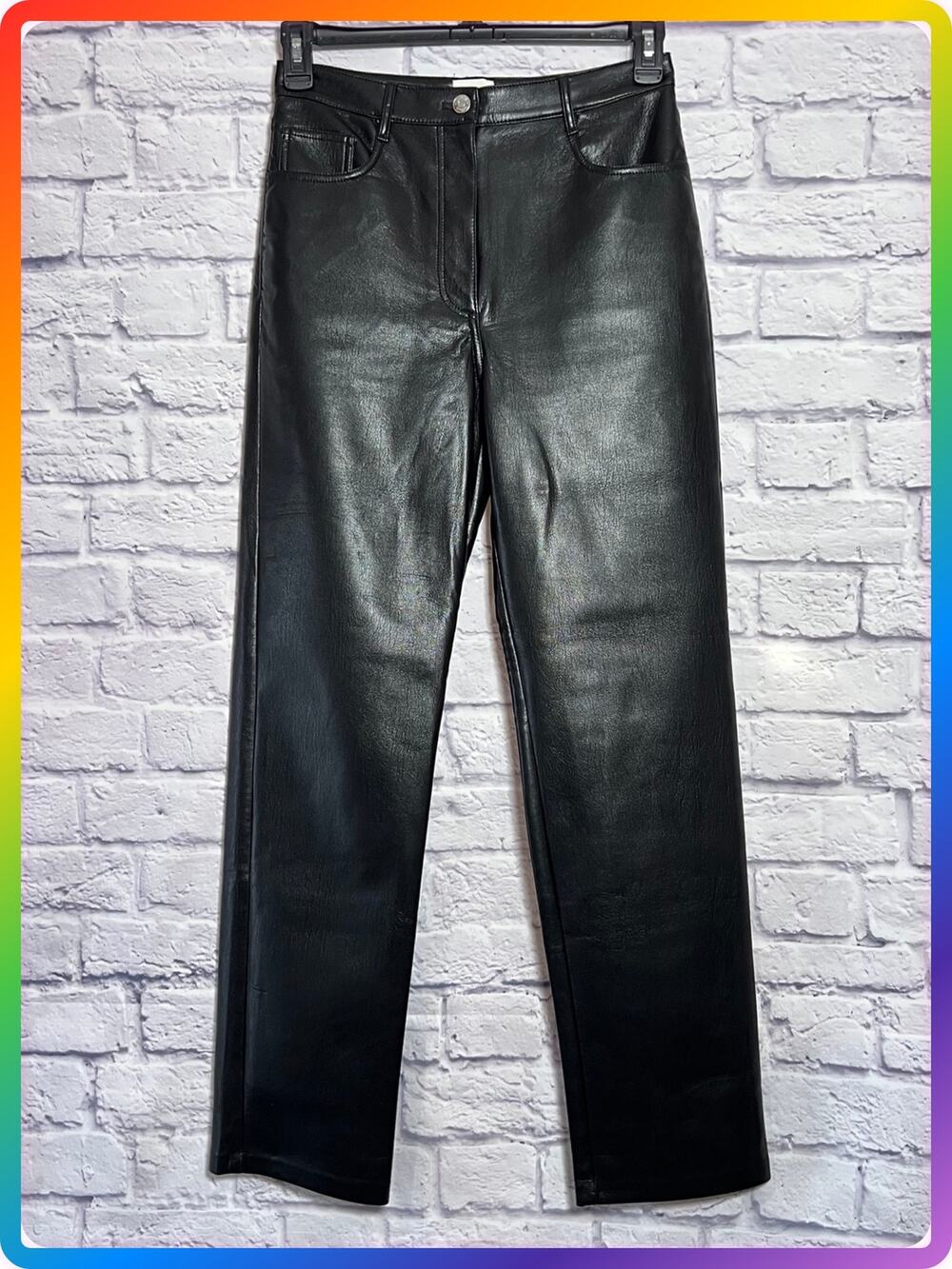 Wilfred The Melina Pant SIZE 8 Black Vegan Leather High Rise Straight Leg
